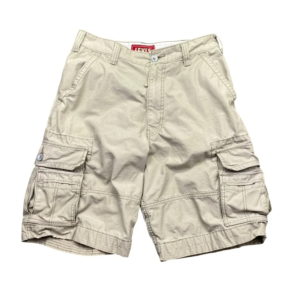 Levis Squad Cargo Shorts Mens 32 Tan Khaki Cotton Utility Workwear Grunge Y2K